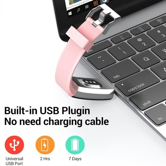 Fitness Tracker with Heart Rate Monitor Waterproof Activity Step Tracker Pink - Picture 2 of 7